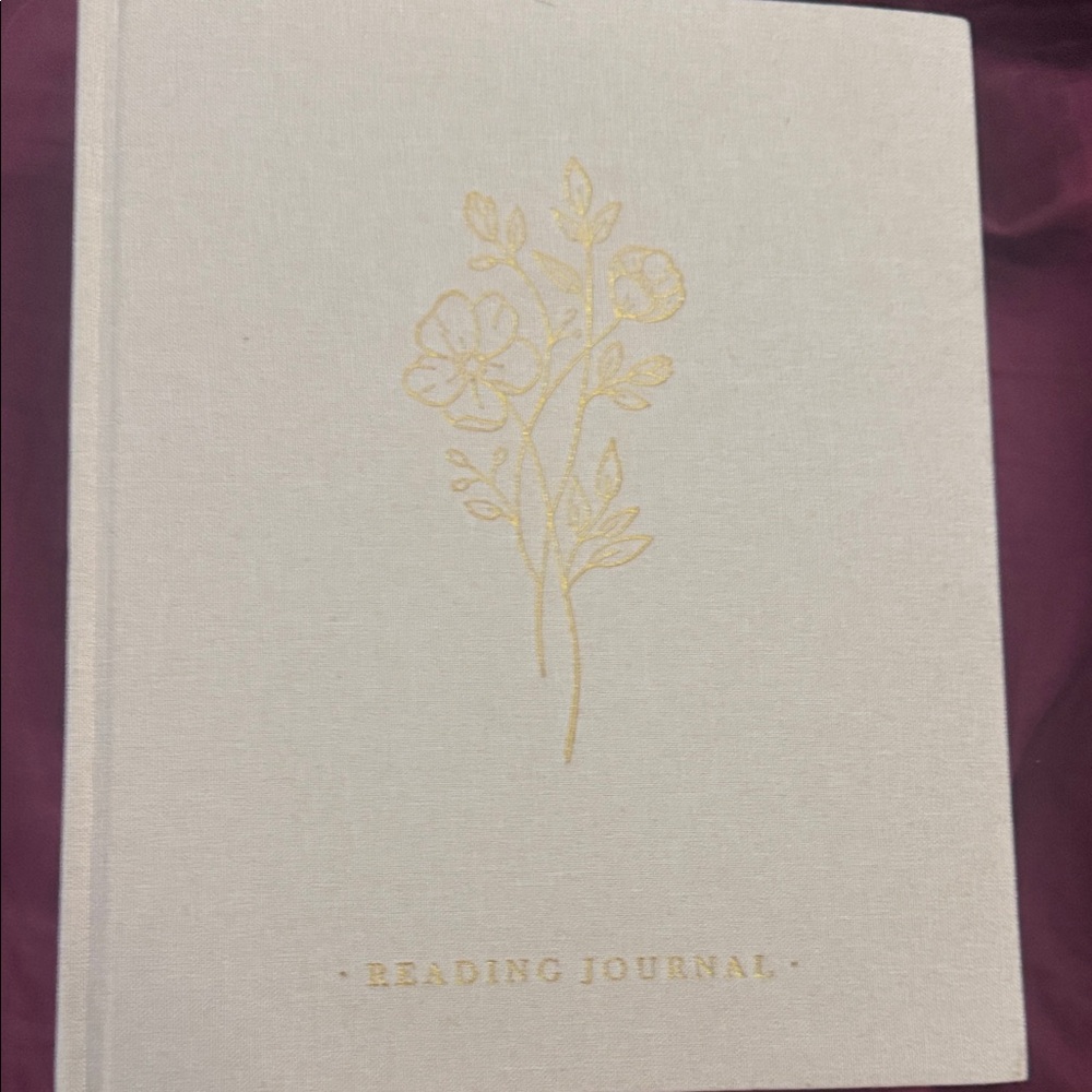 White Reading Journal with Gold Floral Design